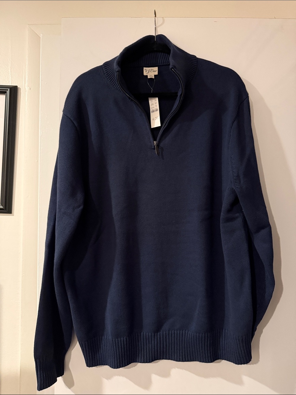 J. Crew Men’s Navy Half-Zip Cotton Sweater
